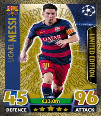 Match Attax Champions League - Lionel Messi Gold Limited Edition